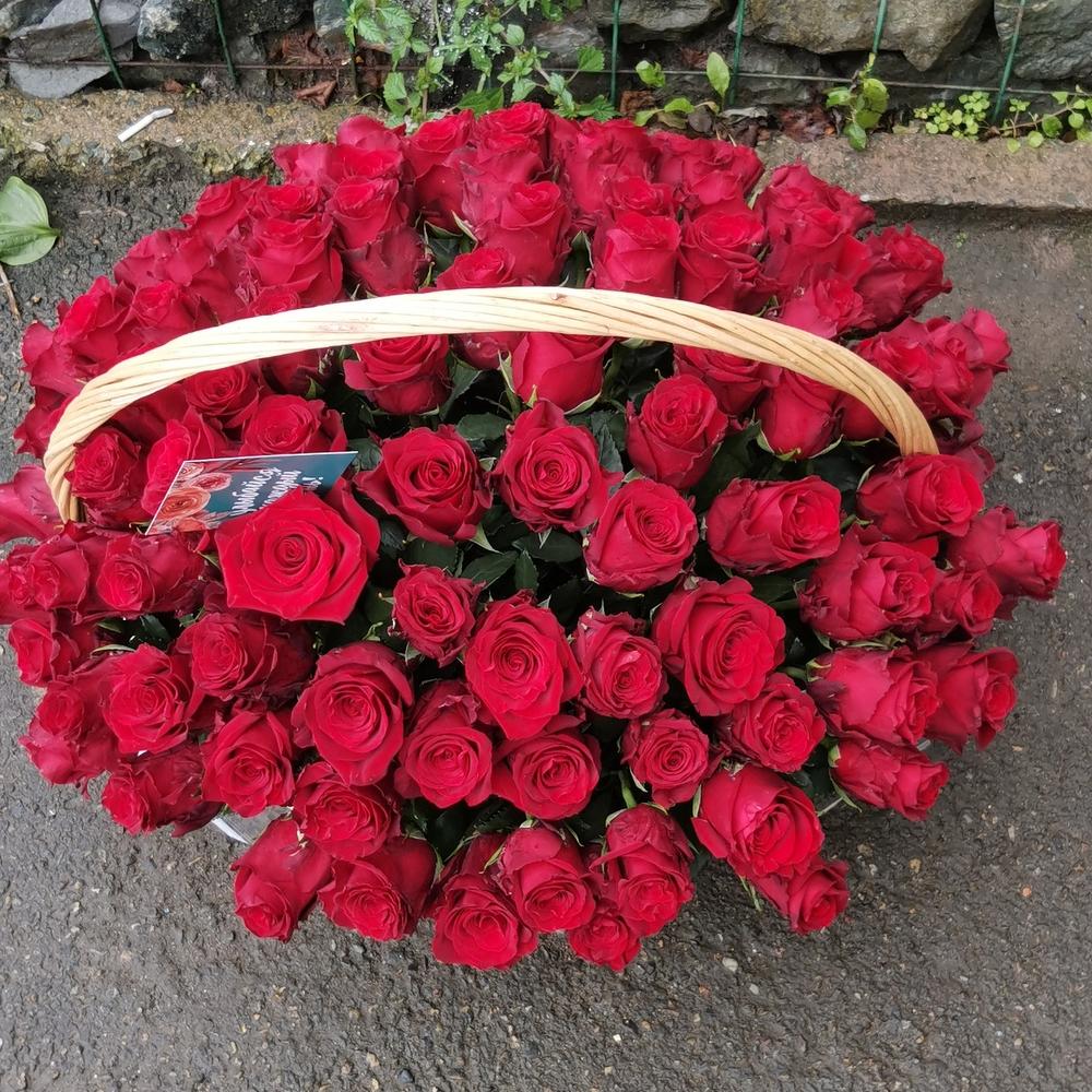 Корзина из 101 розы