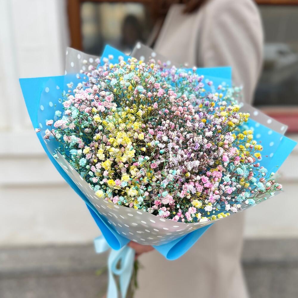 Букет радужных гипсофил Ты мой космос