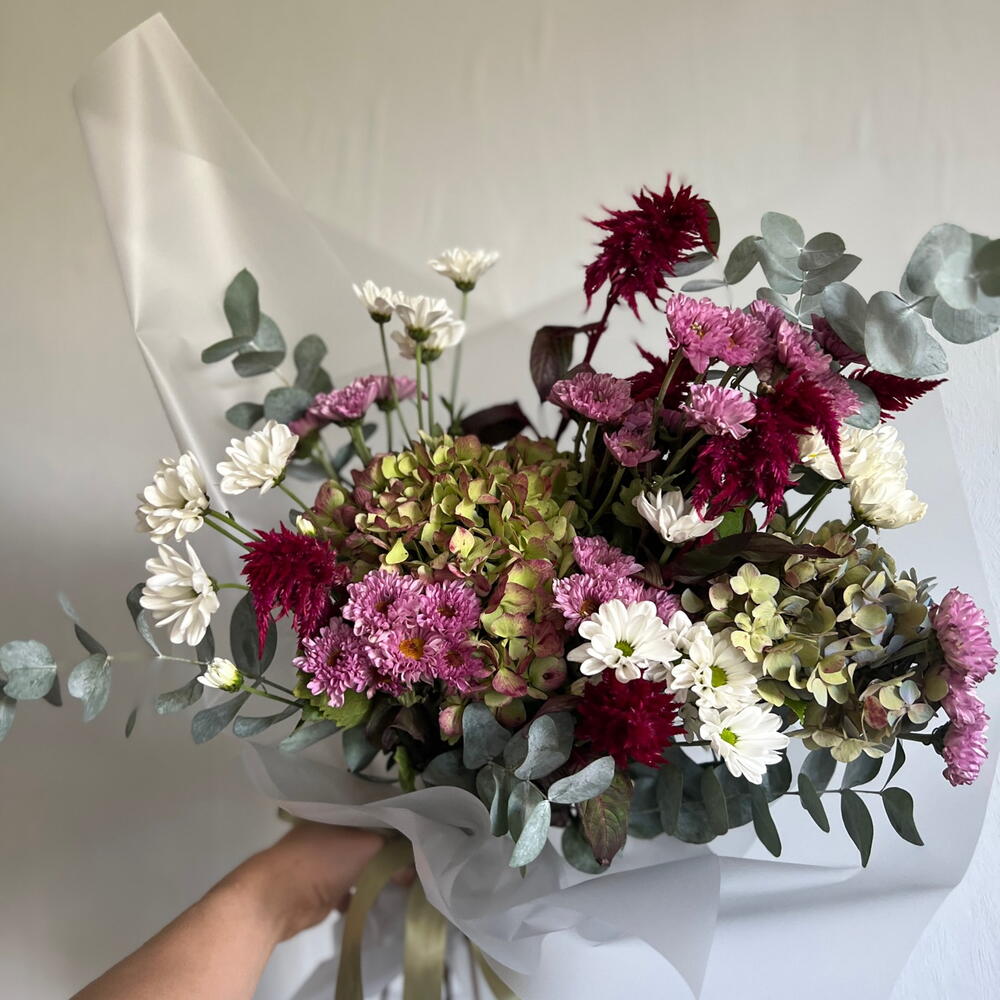 Hydrangea and chrysanthemum