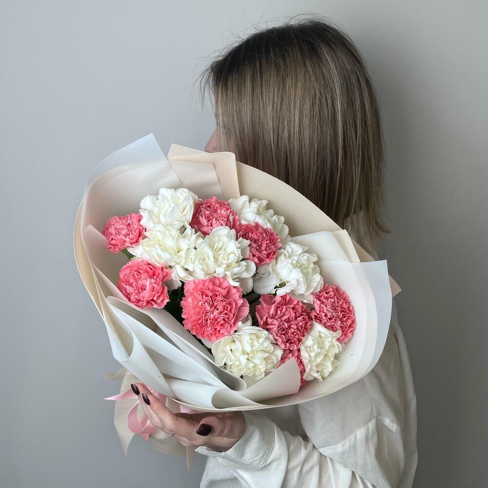 Романтичный букет из 15 диантусов💕