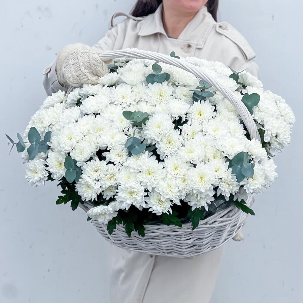 Большая корзина с хризантемами