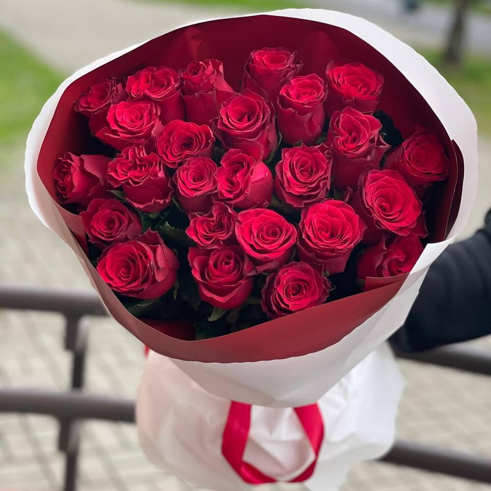 Красные розы 25 штук