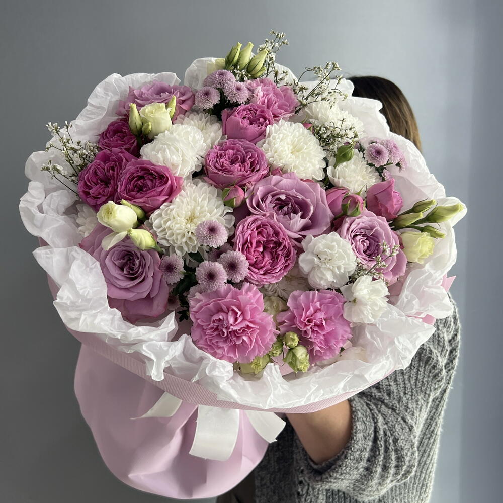 Букет чарующий 🩷 ароматная Маритим 💜 хризантема сантини 🌸 пионовидная кустовая Роза 💗💗💗