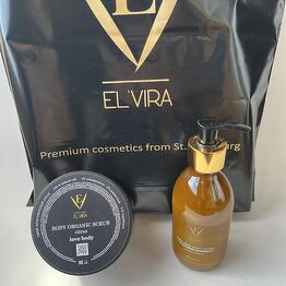 Подарочный набор косметики ELVIRA лосьон для тела Jasmine vanilla и скраб citrus в подарочном пакете, бьюти бокс