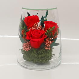 Натуральные кустовые розы в стекле, вакуум (RF2.5550rd)