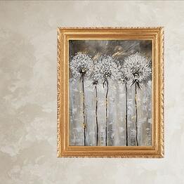 Textured painting "Summer dandelions"