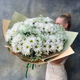 Lush bouquet with chamomile chrysanthemum