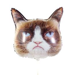 Шар с гелием из фольги без грузика «Сердитая кошка» (Grumpy Cat)
