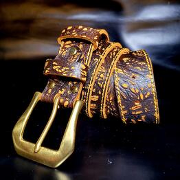 Genuine leather belt, handmade. Color: red kraft tigina