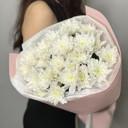 Нежный букет кустовых хризантем в Розовой упаковке