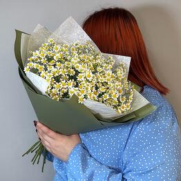 Букет комплимент из ромашек танацетум 11 штук. VKF104