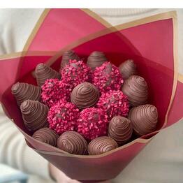 chocolate bouquets and chocolate-covered strawberries 