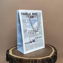 Подарочный пакет голубой «Financial news»