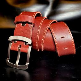Genuine leather belt, handmade. Color: Mahogany