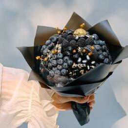 Black bouquet of berries and sweets "Obsidian" size M