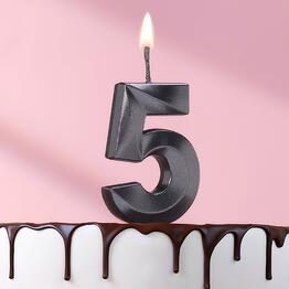 Candle in a cake on a skewer "Edge", number "5", black, 5 cm