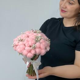 Букет невесты из сухоцветов с уютным хлопком и лимониумом 🕊️💫