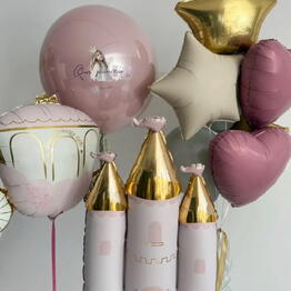 Шар гигант с надписью, замок и фонтан 🎀 гелиевые шары для девочки, принцессы, доставка