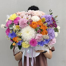 Дофаминовая коробка с цветами L 💐🩷💙💛🧡💚💜💙