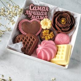 Подарочный набор шоколада маме с печеньками