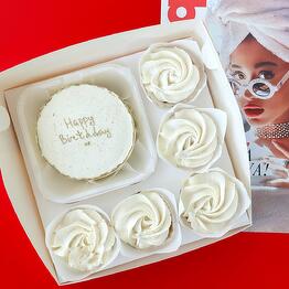 Набор бенто-торт с капкейками на день рождения "Happy Birthday"