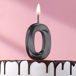 Candle in a cake on a skewer "Edge", number "0", black, 5 cm