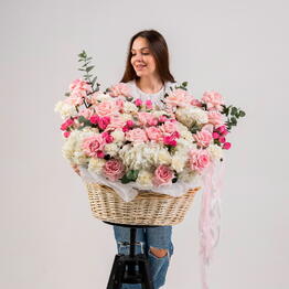🌸Большая корзина цветов - ВАУ эффект, доставка цветов