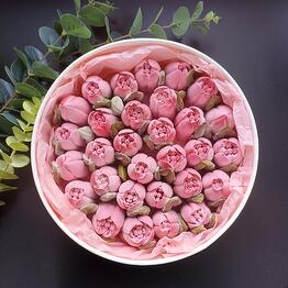 Homemade marshmallows in a hatbox