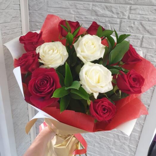 11 roses with greenery