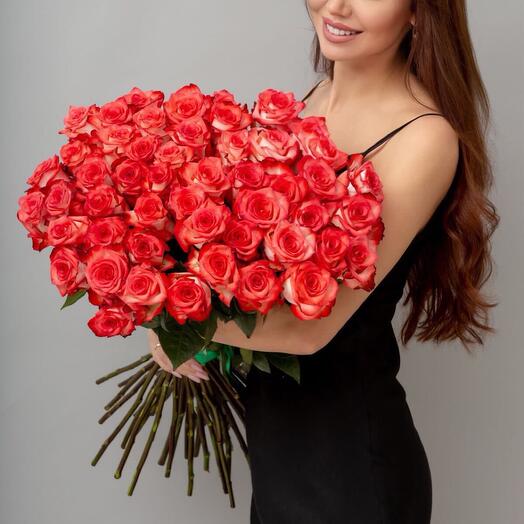 51 роза Эквадор 70 см