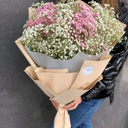 Ramo de gypsophila blanco y rosa
