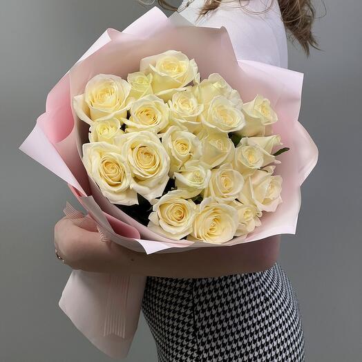 Monookette de 21 rosas blancas