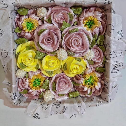 Коробка зефирных цветов