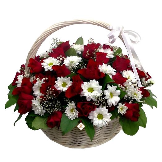 Dimple Rose - Valentine Flowers in Basket