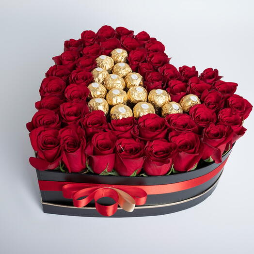 Flowers And Chocolates In A Box