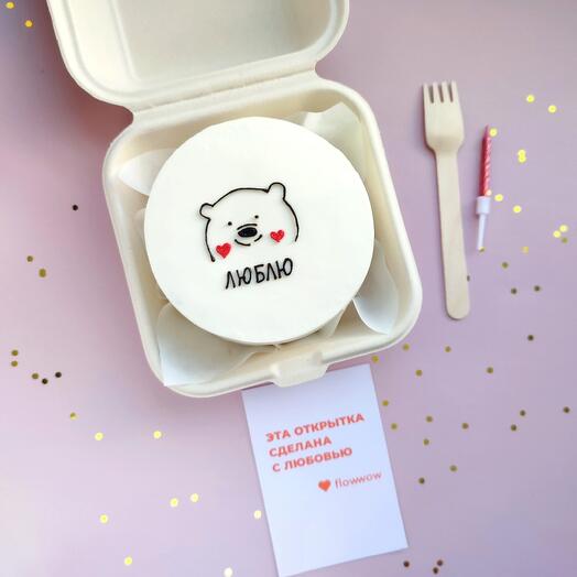 Бенто тортик с мишкой и сердечками