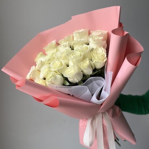 Белые розы 21шт
