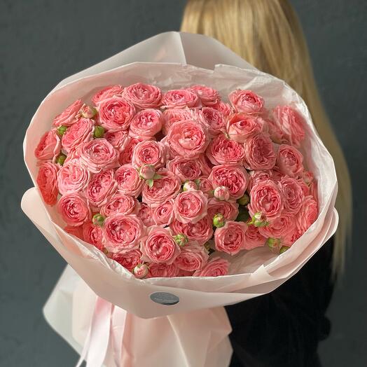 Mono bouquet of bushy peony rose "Bohemia"