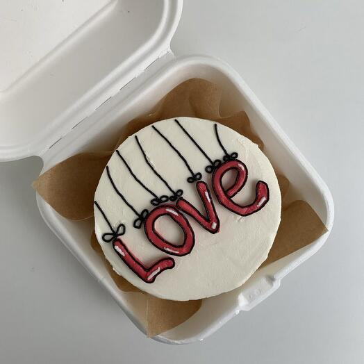 Бенто торт с надписью "LOVE", торт для девушки, торт для парня, торт для мужа, торт для жены, торт на 14 февраля