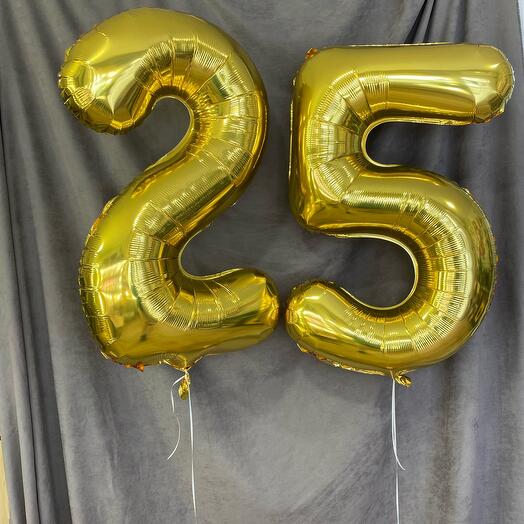 Шар большие цифры 25 надутые гелием