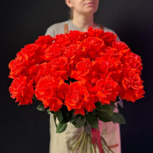 Красные французские розы 25 ШТ