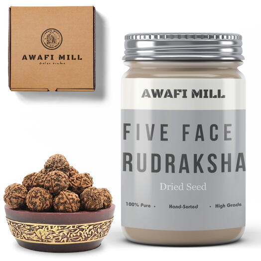 AWAFI MILL Rudraksha Beads | 5 Face Mukhi - Bottle of 14 Beads