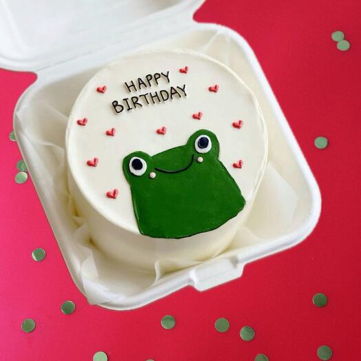 Бенто торт с лягушкой веселый «happy birthday» в подарок другу, подруге, мужу