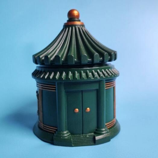 Шкатулка "Восточная пагода" из гипса. Зеленый с золотом
