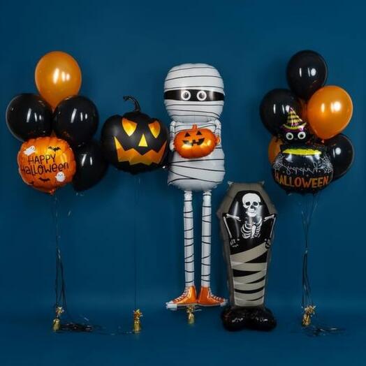 Воздушные шарики с надгробием и мумией на хэллоуин Halloween 16 шт