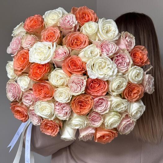 Bouquet of 51 Ecuador roses with ribbon