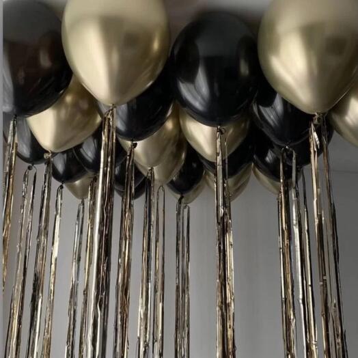 Набор 20 шаров с гелием с декором дождик