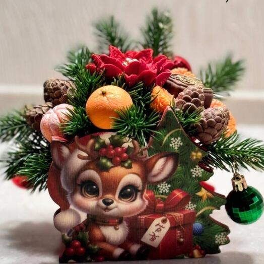 Шоколадный подарок на Новый год 🎄Пуансеттия Мандарины и Шишечки