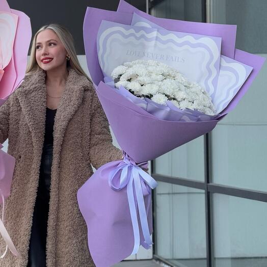 Xxl букет белых хризантем🌷