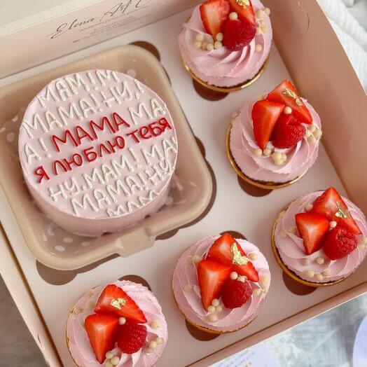 Бенто торт и капкейки Маме